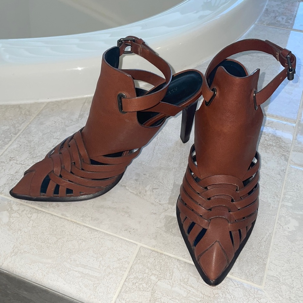 All Saints brown leather heels